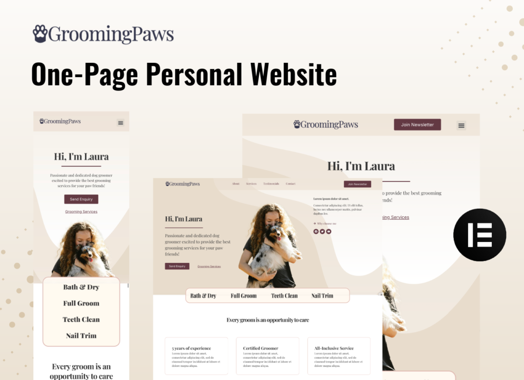 Grooming Paws Website Template for groomers